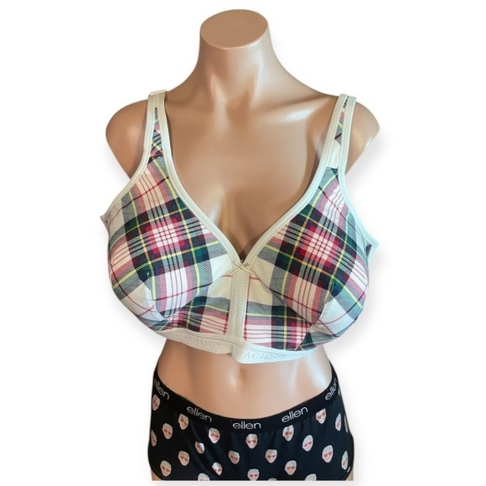 Cacique Red And Green Plaid 42DD Lightly Lined No Wire Bra